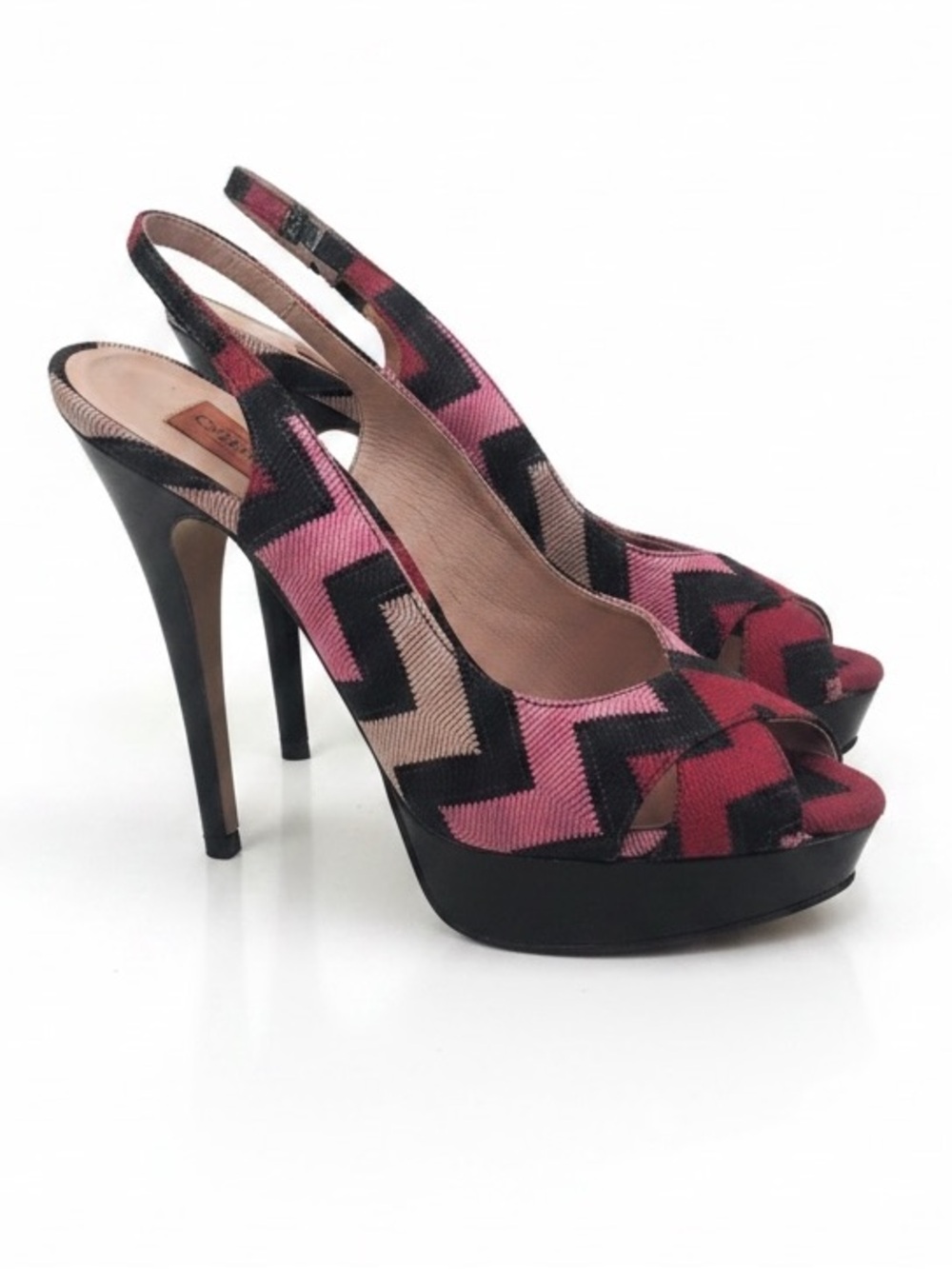 MISSONI Platform Peep Toe Stiletto Heels 9 Shoes Platform Knit Fabric Sandals